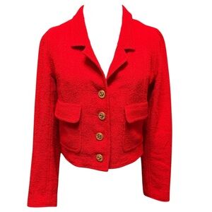S/S 1993 Chanel Red Tweed Cropped Jacket